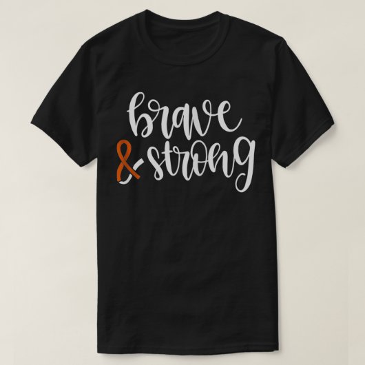 Brave & Sterke Leukemie Oranje ondersteuning Ribbo T-shirt (Design voorkant)