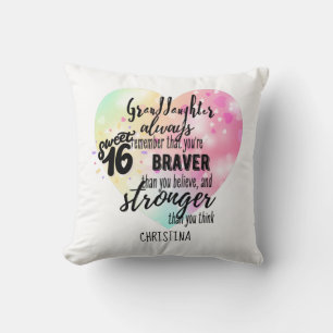 Brave Sterke Quote kleindochter Sweet16 Custom Kussen