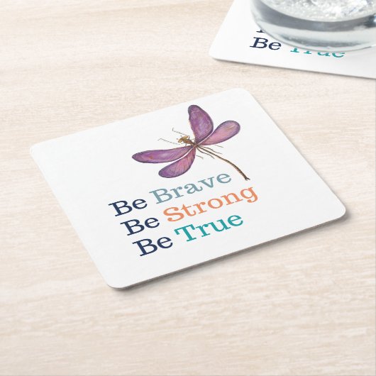 Brave Sterke True Dragonfly Kartonnen Onderzetters (Schuin)