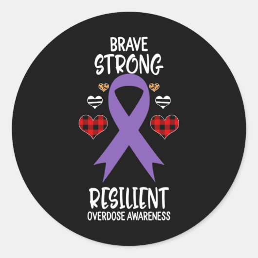 Brave Sterke Veerkrachtige Overdosis Awareness Rib Ronde Sticker (Voorkant)