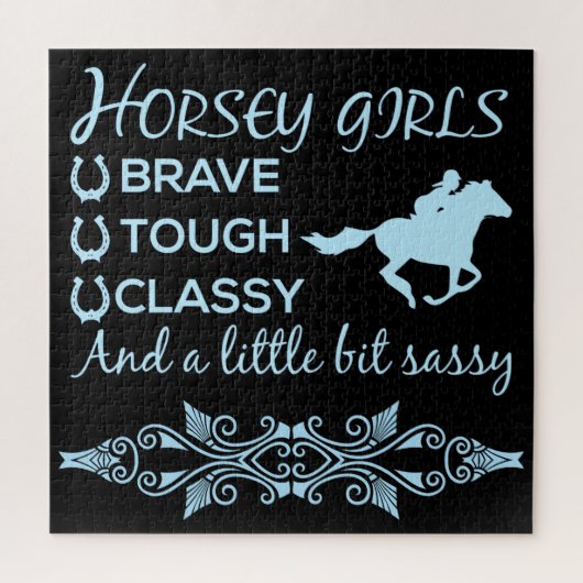 Brave Tough Classy Horse Girl in Light Blue Legpuzzel (Verticaal)