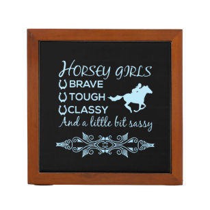 Brave Tough Classy Horse Girl in Light Blue Pennenhouder