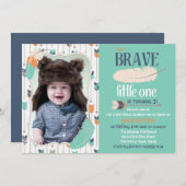 Brave Tribal Birthday Foto Uitnodiging (Voorkant / Achterkant)