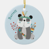 Brave Tribal Panda Beer Gepersonaliseerd Keramisch Ornament (Voorkant)