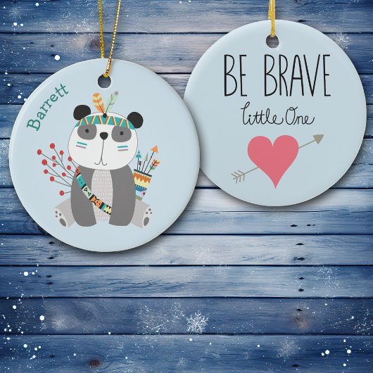 Brave Tribal Panda Beer Gepersonaliseerd Keramisch Ornament