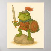 Brave Warrior Frog op een Steen Poster (Voorkant)