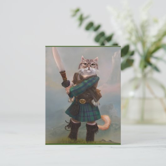 Bravehart Scottish Highlander Cat Scotland-kaart Briefkaart (Staand voorkant)