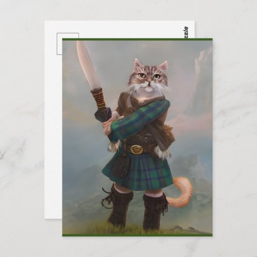 Bravehart Scottish Highlander Cat Scotland-kaart Briefkaart (Voorkant / Achterkant)