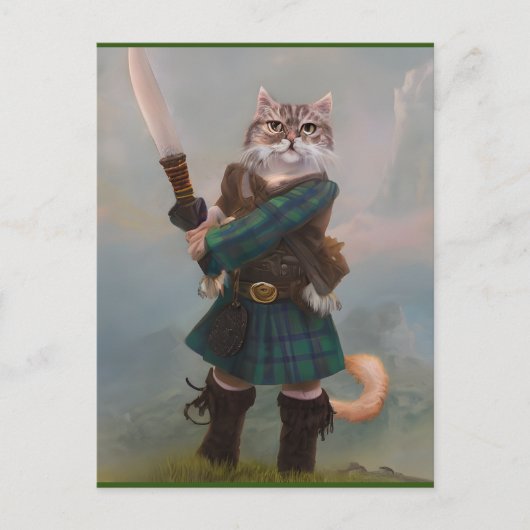 Bravehart Scottish Highlander Cat Scotland-kaart Briefkaart (Voorkant)
