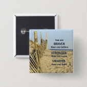 Braver dan jij gelooft vierkante button 5,1 cm (Voorkant /achterkant)