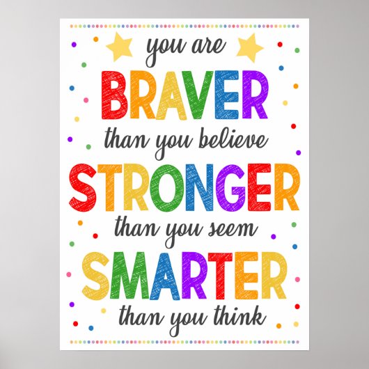 Braver Smarter Stronger Rainbow Classroom Poster (Voorkant)