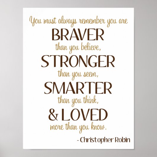 Braver Stronger Quote B is voor Beer Art Poster (Voorkant)