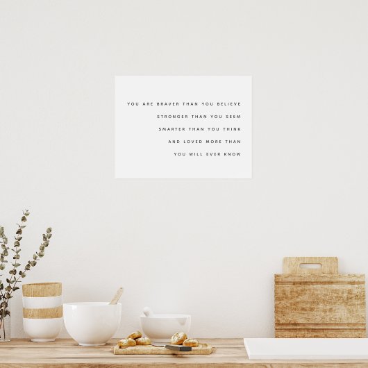 Braver Stronger Smarter Loving | Milne Quote Moder Poster (Keuken)