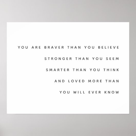 Braver Stronger Smarter Loving | Milne Quote Moder Poster (Voorkant)