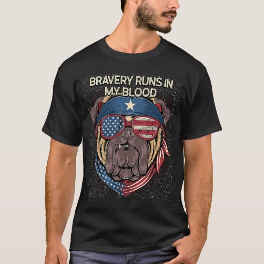 Bravery Runs in My Blood Proud American Honored US T-shirt (Voorkant)