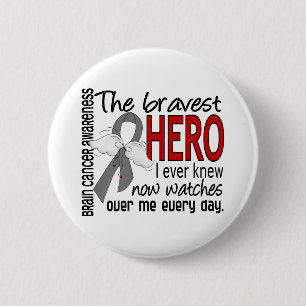 Bravest Hero I Ever Knew Brain Cancer Ronde Button 5,7 Cm