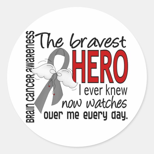 Bravest Hero I Ever Knew Brain Cancer Ronde Sticker (Voorkant)