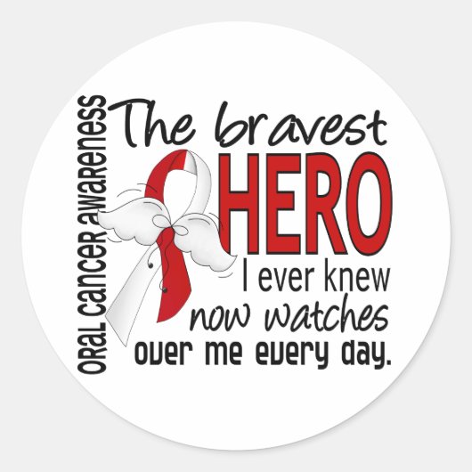 Bravest Hero I Ever Knew oral Cancer Ronde Sticker (Voorkant)