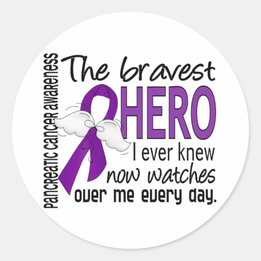 Bravest Hero I Ever Knew Pancreatic Cancer Ronde Sticker (Voorkant)