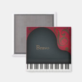"Bravo" Black Grand Piano, geschikt voor kunstwerk Magneet (Voorkant / Achterkant)