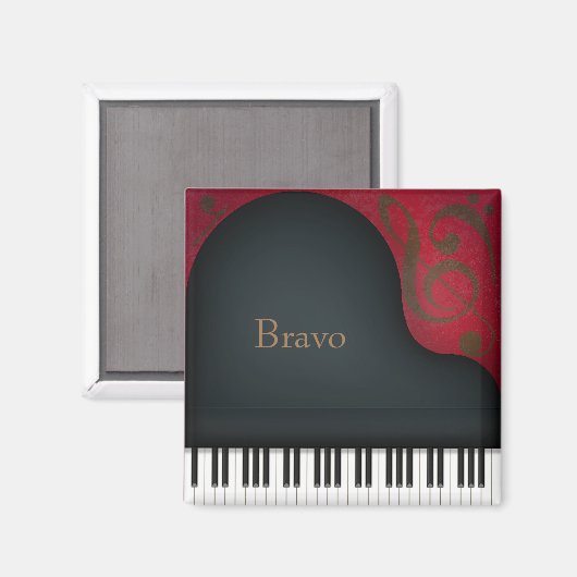 "Bravo" Black Grand Piano, geschikt voor kunstwerk Magneet (Voorkant / Achterkant)