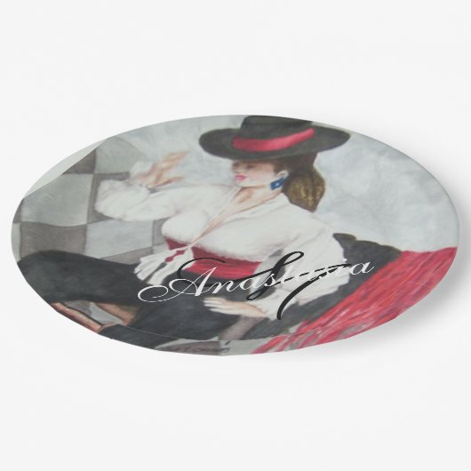 BRAVO BLACK & WHITE PARTY MONOGRAM PAPIEREN BORDJE (Gekanteld)