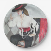 BRAVO BLACK & WHITE PARTY MONOGRAM PAPIEREN BORDJE (Voorkant)