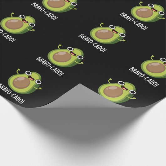 Bravo-cado Funny Avocado Pun Dark BG Cadeaupapier (Hoek)