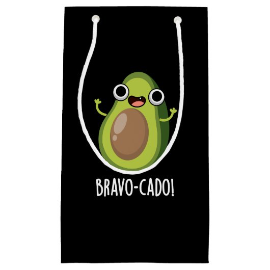 Bravo-cado Funny Avocado Pun Dark BG Klein Cadeauzakje (Voorkant)