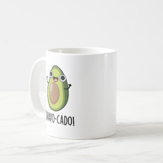 Bravo-cado Funny Avocado Pun Koffiemok (Voorkant links)