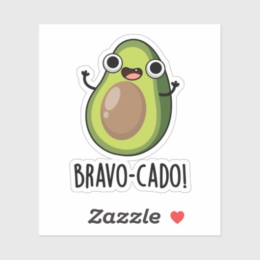 Bravo-cado Funny Avocado Pun Sticker (Vel)