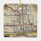 Brawley CA Retro Map Keramisch Ornament (Achterkant)