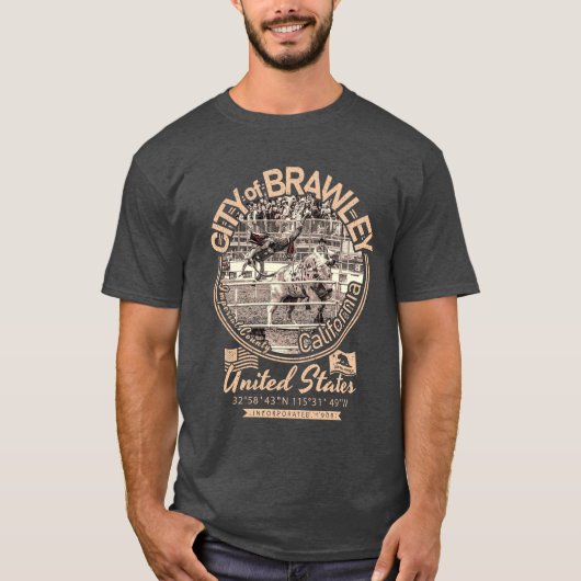 BRAWLEY CITY CALIFORNIA - CATTLE CALL RODEO T-SHIRT (Voorkant)