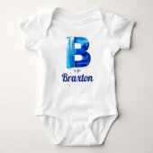 Braxton Name onthult Letter Boy Blue Paint Newborn Romper (Voorkant)