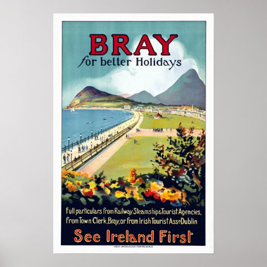  Bray Ireland Travel Poster (Voorkant)