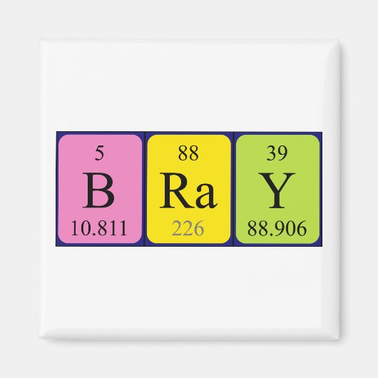 Bray periodieke table name magnet (Voorkant)