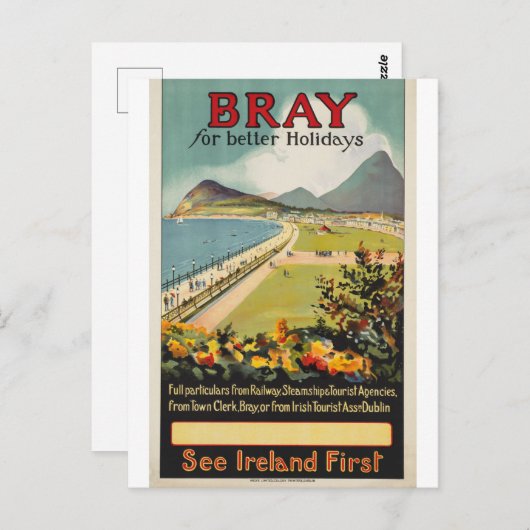 Bray voor betere Feestdagen,  Iers reizen Briefkaart (Voorkant / Achterkant)
