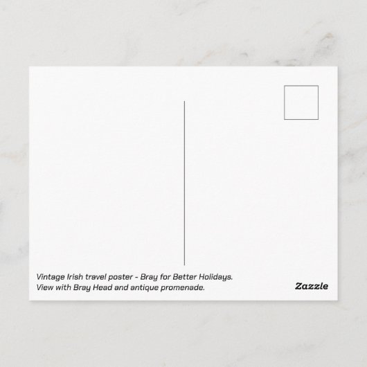 Bray voor betere Feestdagen,  Iers reizen Briefkaart (Achterkant)