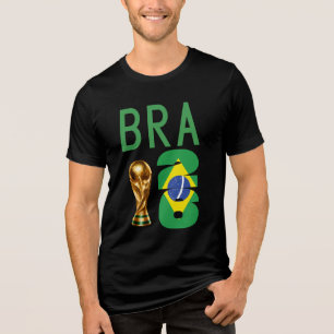 Brazil 2026 WK T-shirt met eigen naam en nummer