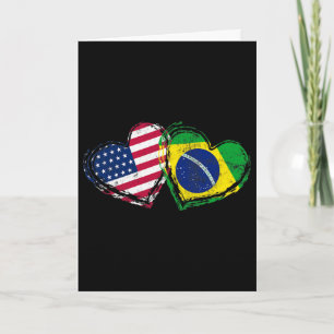 Brazil Amerikaanse Vlag Hart Braziliaans Amerikaan Kaart