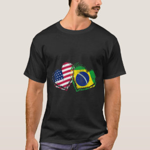 Brazil Amerikaanse Vlag Hart Braziliaans Amerikaan T-shirt