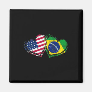 Brazil Amerikaanse Vlag Hart Braziliaanse Amerikaa Magneet