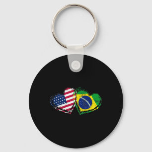 Brazil Amerikaanse Vlag Hart Braziliaanse Amerikaa Sleutelhanger