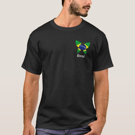 Brazil Brasileiro Butterfly Brazilian Flag Brazili T-shirt (Voorkant)