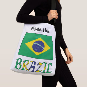 Brazil Braziliaanse Vlag Gepersonaliseerde Naam  Crossbody Tas