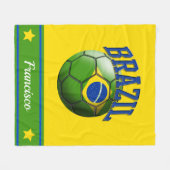 Brazil Braziliaanse vlag Voetbal | Naam Fleece Deken (Voorkant (Horizontaal))