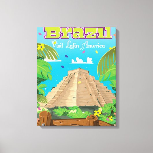 Brazil Cartoon reisposter print. Canvas Afdruk (Voorkant)