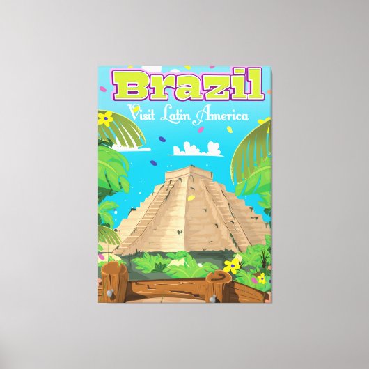 Brazil Cartoon reisposter print. Canvas Afdruk (Voorkant)
