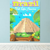 Brazil Cartoon reisposter print. Canvas Afdruk (Insitu (Houten vloer))