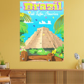 Brazil Cartoon reisposter print. Canvas Afdruk (Insitu (Woonkamer))